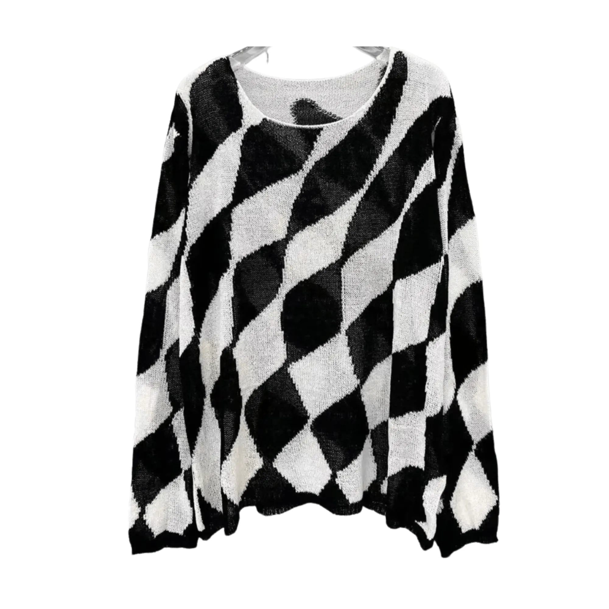 Pre Order:  Black and White Contrast Knit Sweater