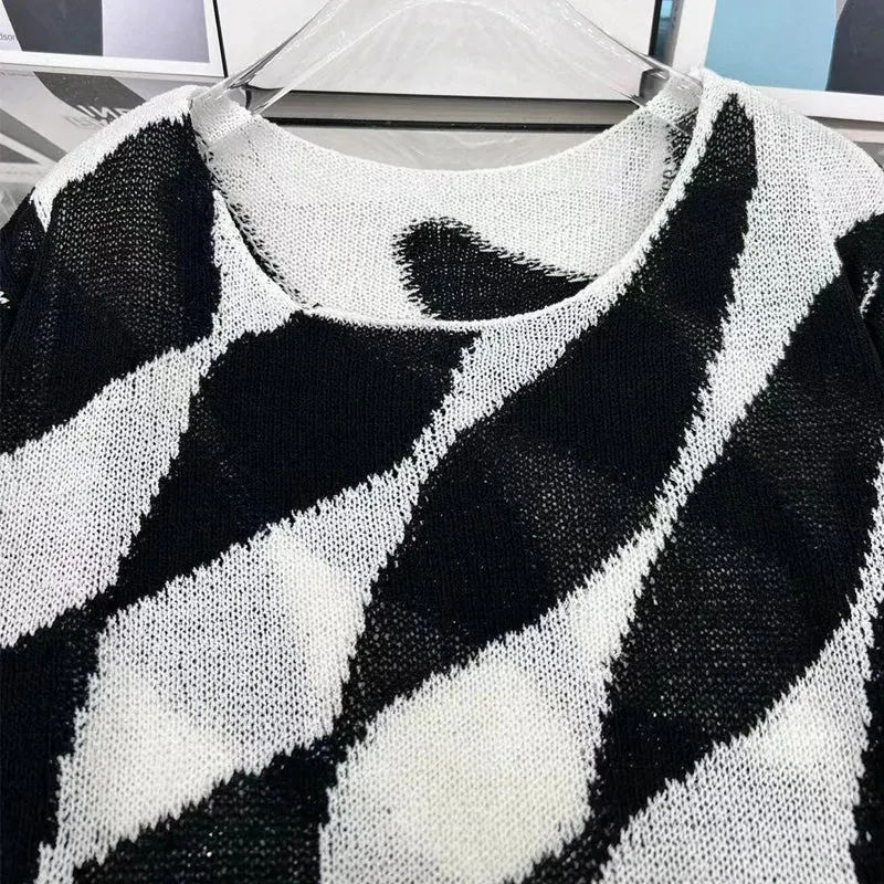 Pre Order:  Black and White Contrast Knit Sweater
