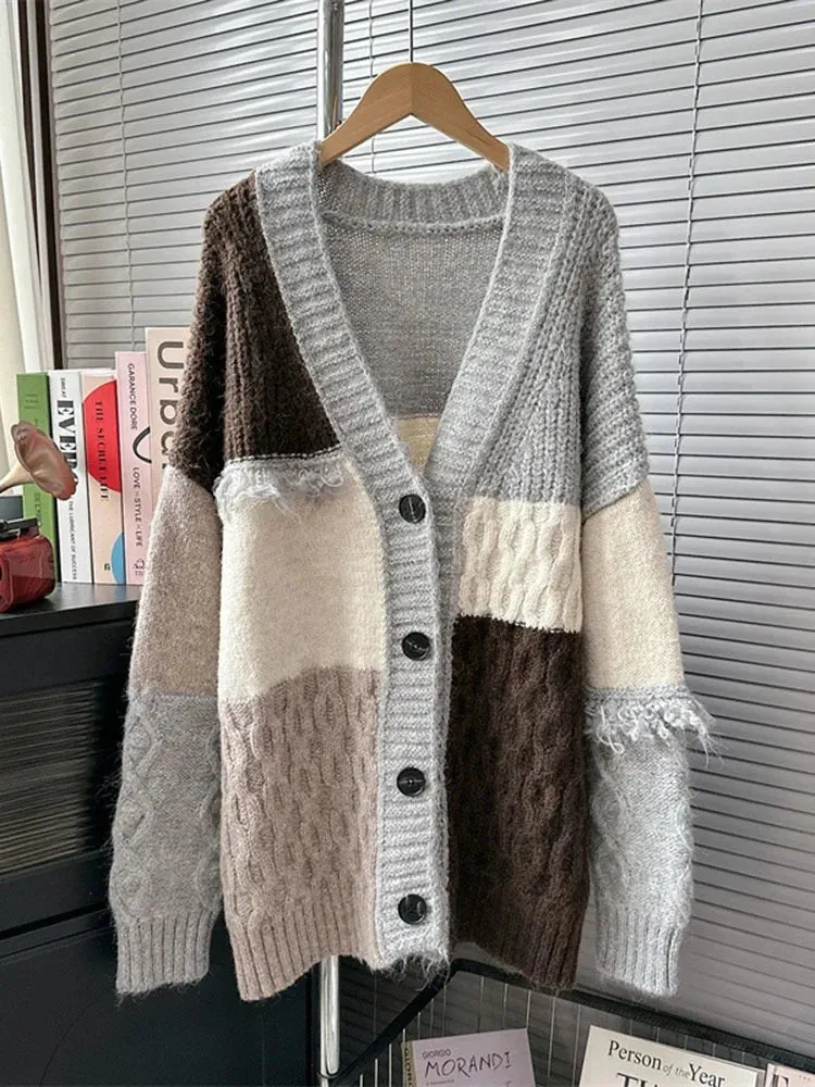 Pre Order:  Patchwork Cable Knit Jacket