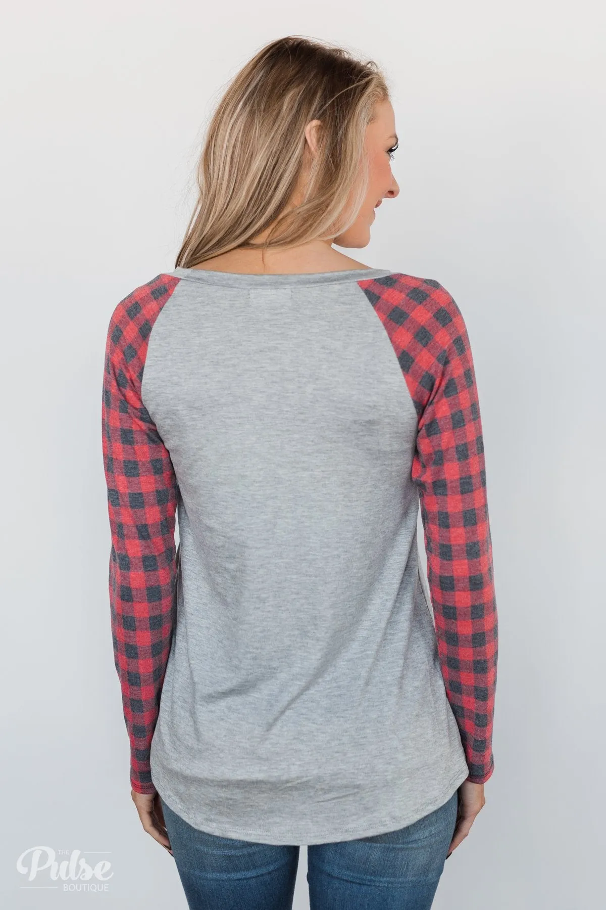 "Merry Christmas" Plaid Long Sleeve Top