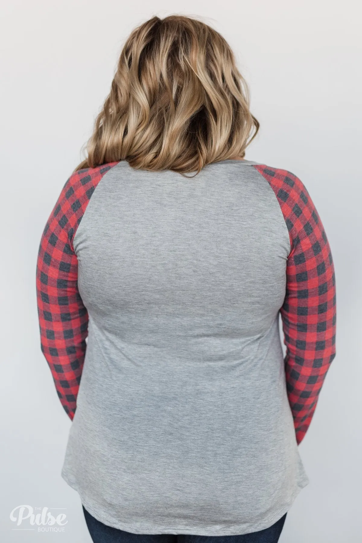 "Merry Christmas" Plaid Long Sleeve Top