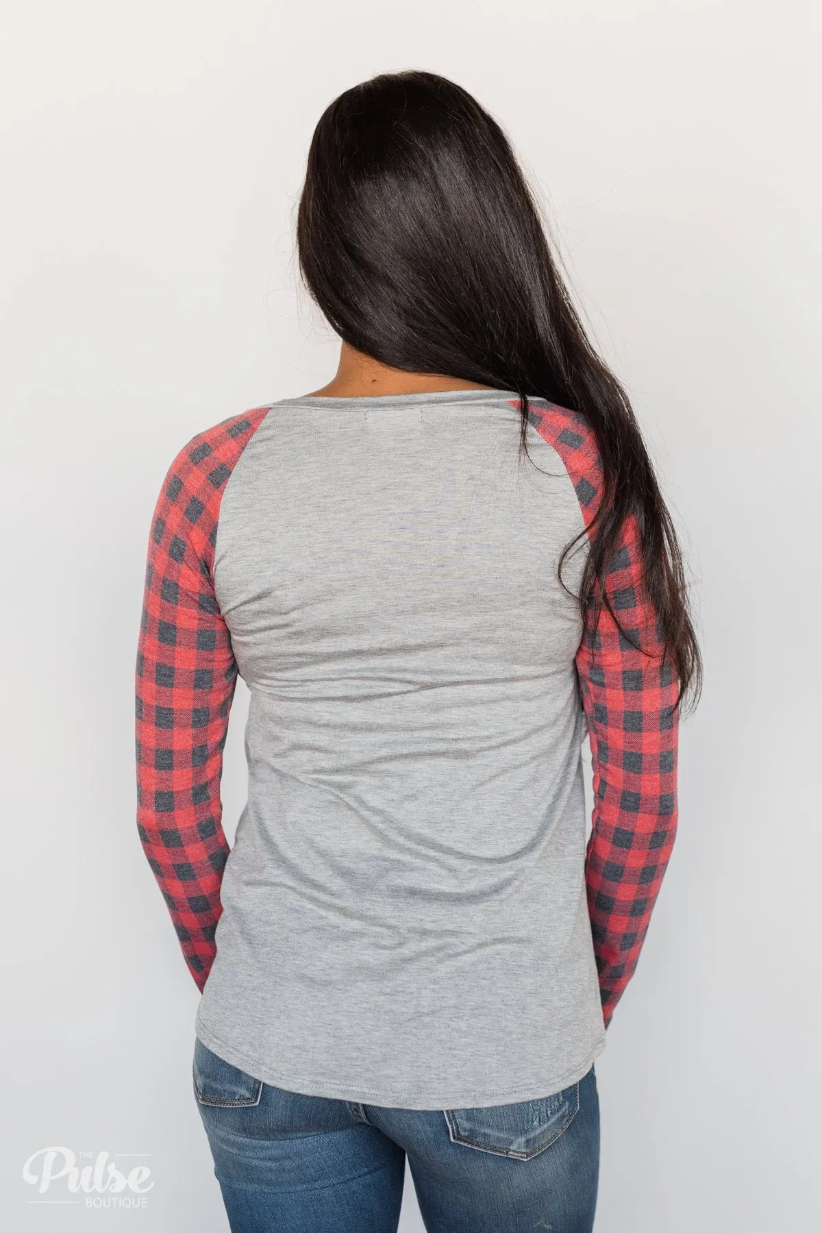 "Merry Christmas" Plaid Long Sleeve Top