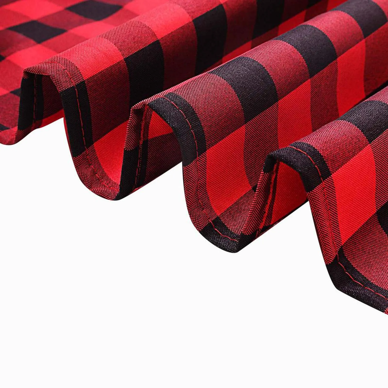Red and Black Checkered Buffalo Plaid Gingham Fabric Rectangle Tablecloth, Seasonal Fall and Christmas Home Decor (60" x 102")