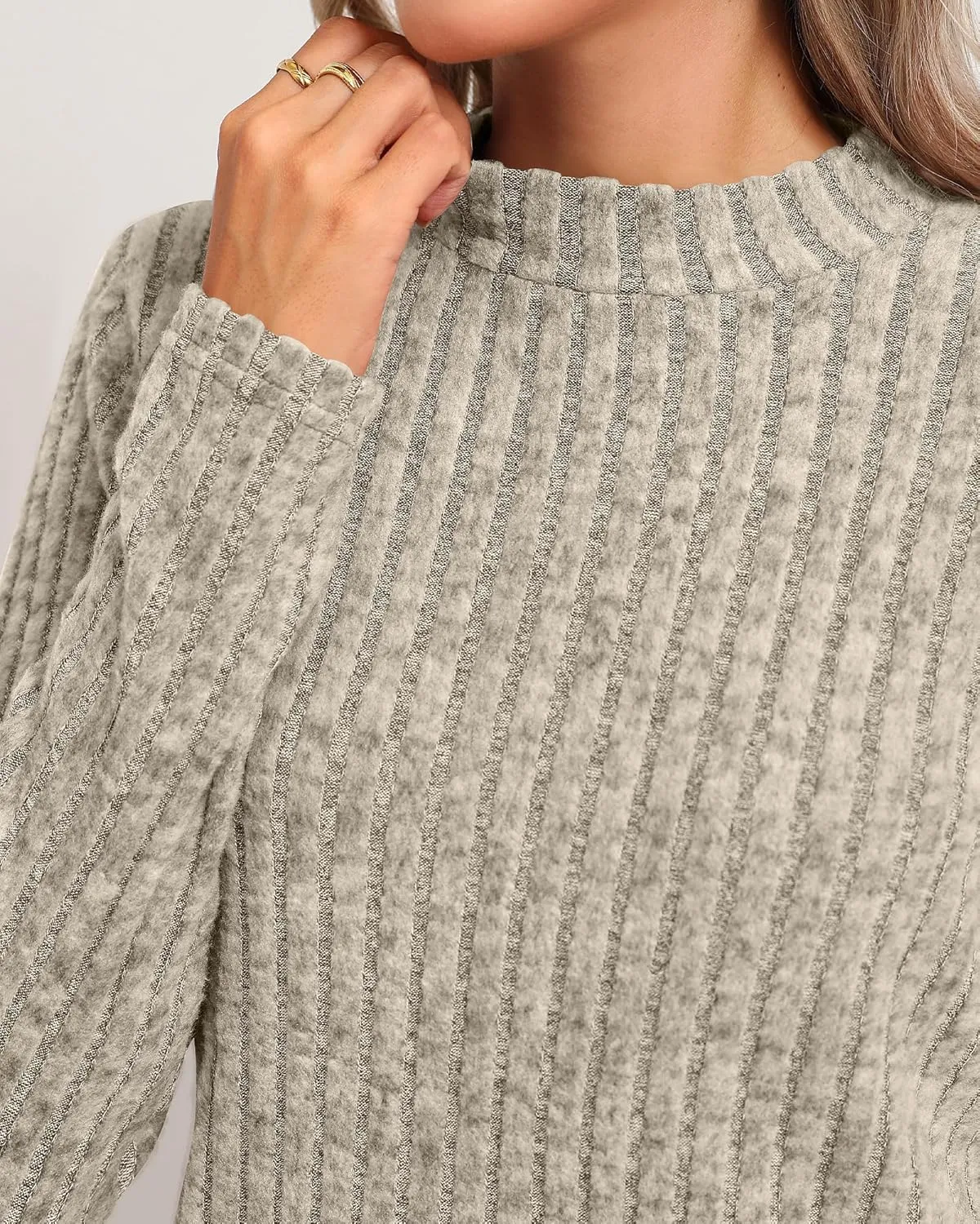 Riyiper 3 Pack Women's Mock Neck Sweaters, Long Sleeve Lightweight Tops Casual Soft Sweaters Knit Slim Fitted Basic Pullover
