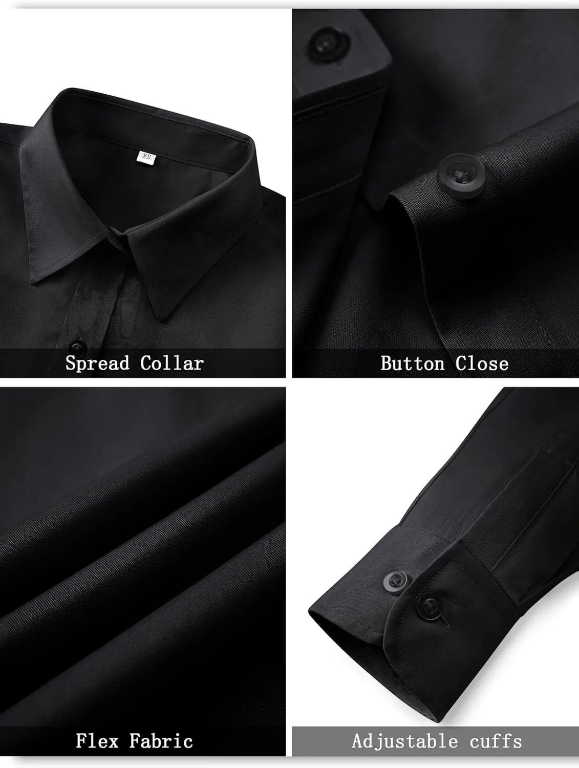 Soft Wrinkle-Free Women's Button Down Dress Shirts Solid Long Sleeve Work Blouses Fit Stretch Casual Tops XXS-4XL