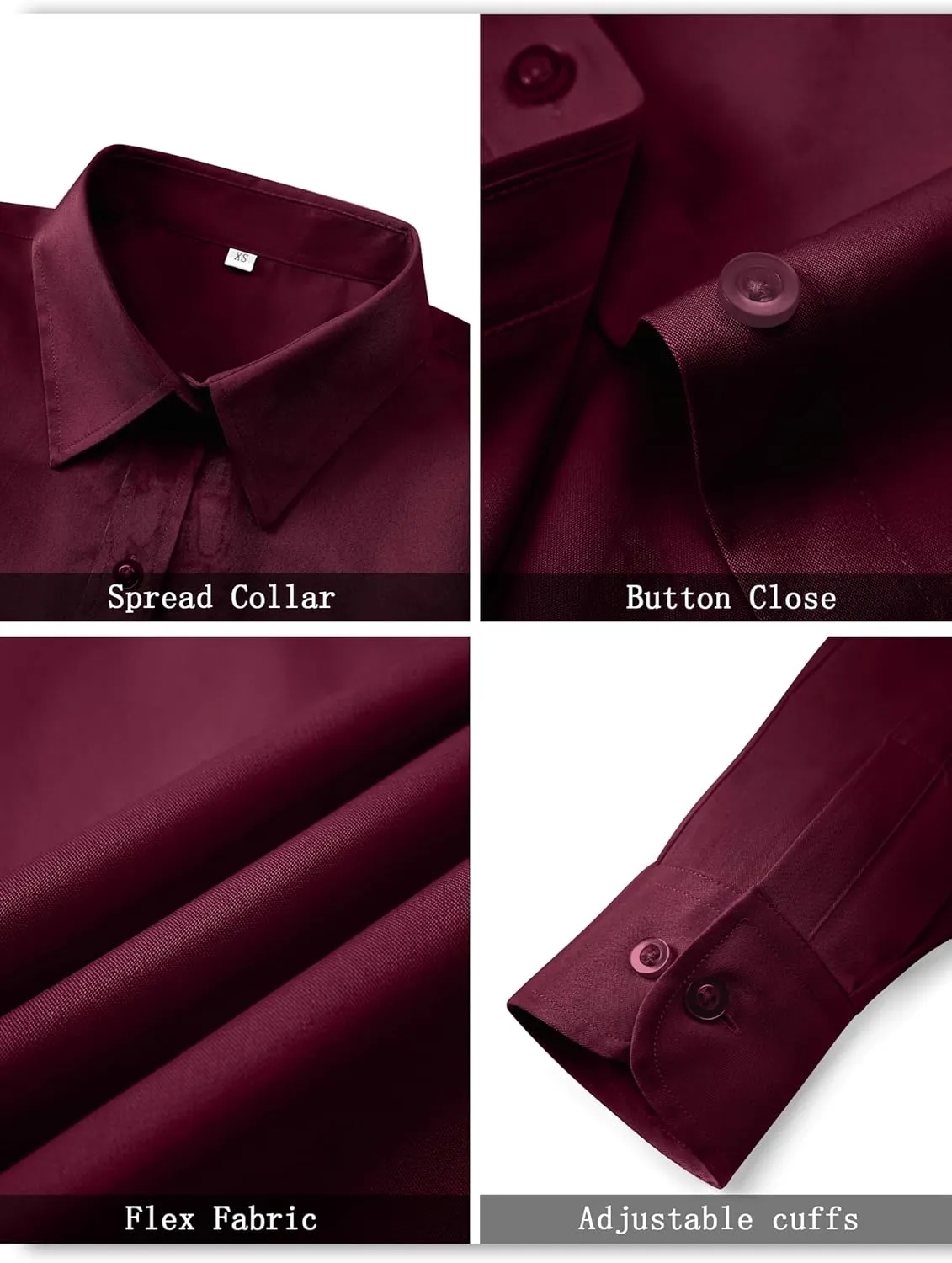 Soft Wrinkle-Free Women's Button Down Dress Shirts Solid Long Sleeve Work Blouses Fit Stretch Casual Tops XXS-6XL