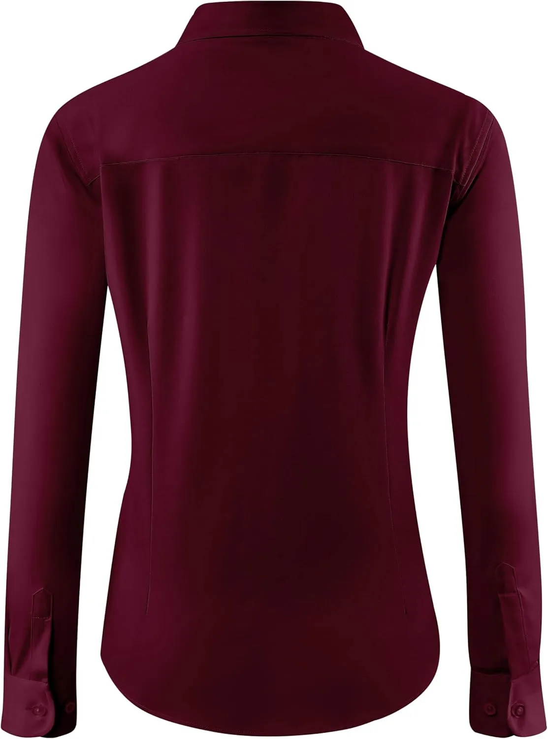Soft Wrinkle-Free Women's Button Down Dress Shirts Solid Long Sleeve Work Blouses Fit Stretch Casual Tops XXS-6XL