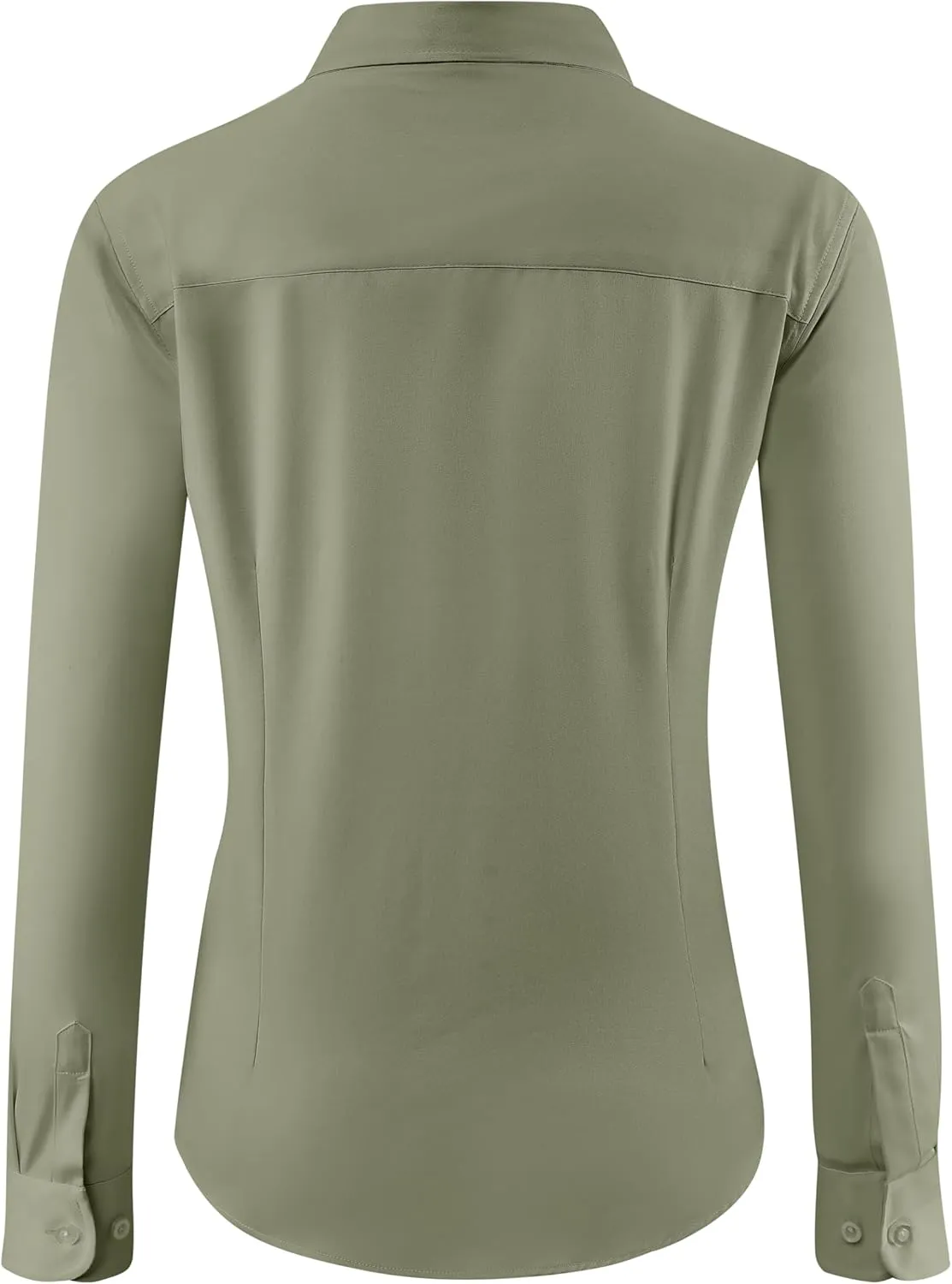 Soft Wrinkle-Free Women's Button Down Dress Shirts Solid Long Sleeve Work Blouses Fit Stretch Casual Tops XXS-6XL