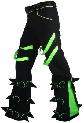 Spikey Pants : Black - UV Lime