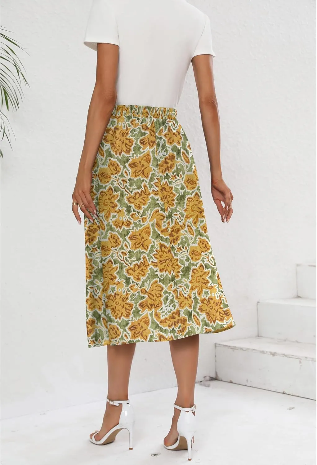 Summer Skirts with Pockets 2025 Boho Midi Length Skirt High Waisted Beach Cover Up for Women Trendy(S-2XL)
