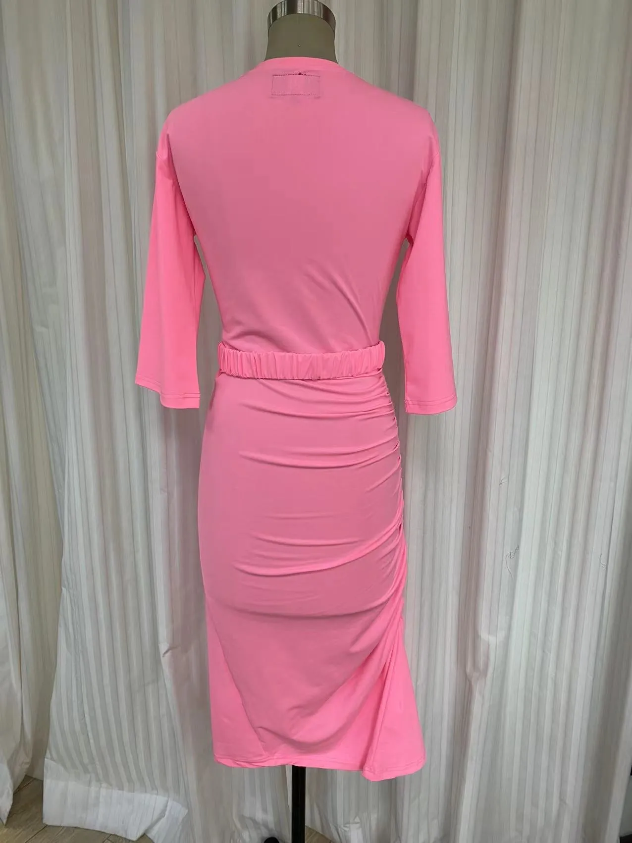 Swimsuit - Dress D2051S Fluo pink with elasticated belt