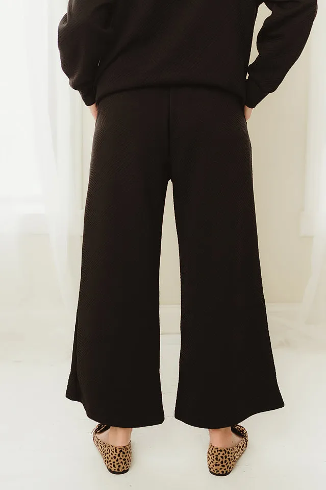 Textured Wide Leg Pants