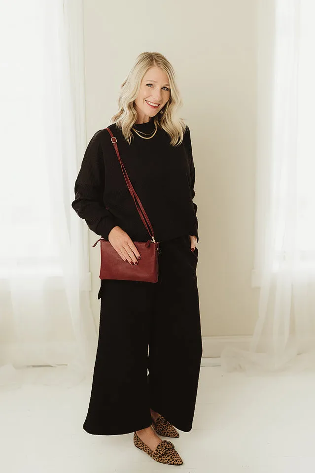 Textured Wide Leg Pants