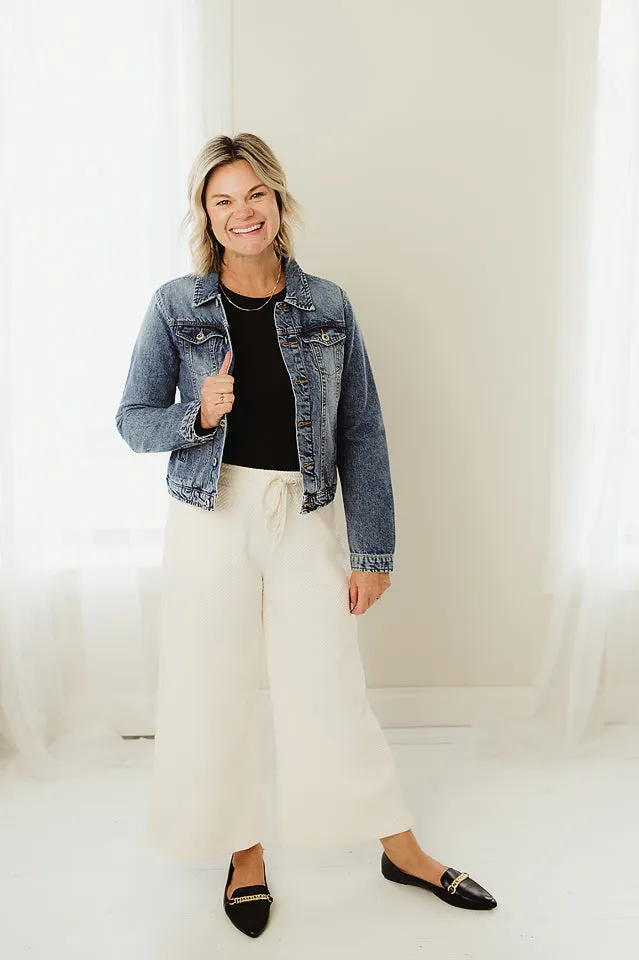 Textured Wide Leg Pants