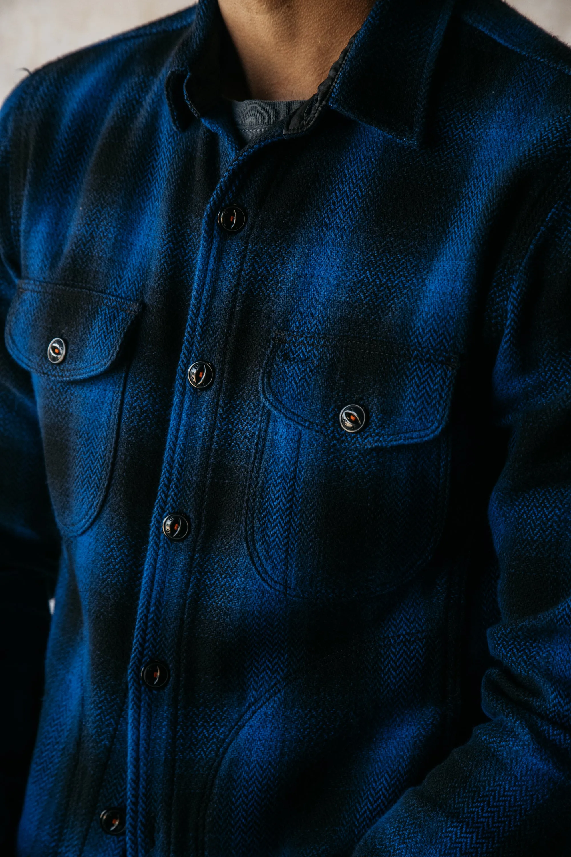 The Anvil Herringbone Jacket - Blue Black