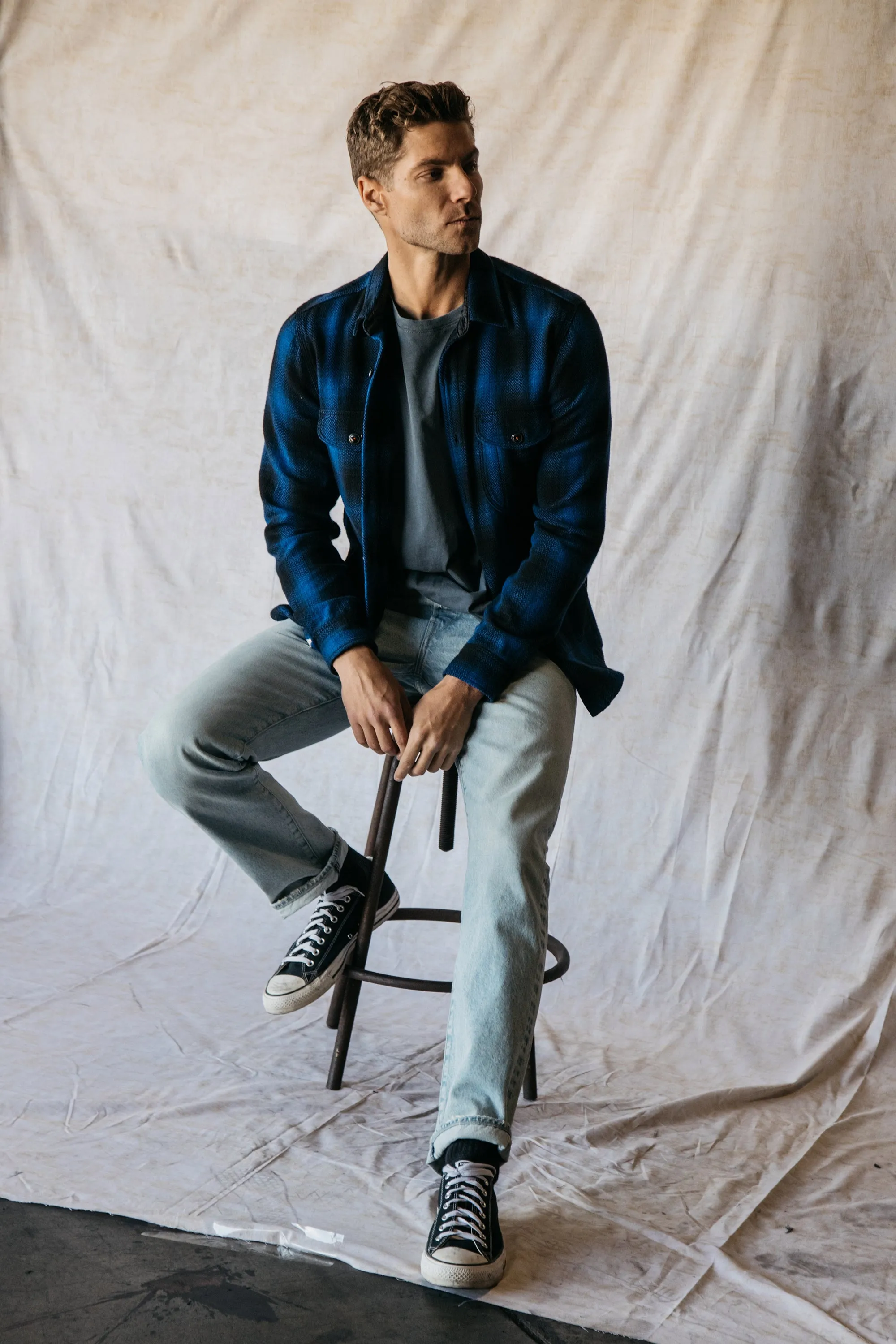 The Anvil Herringbone Jacket - Blue Black