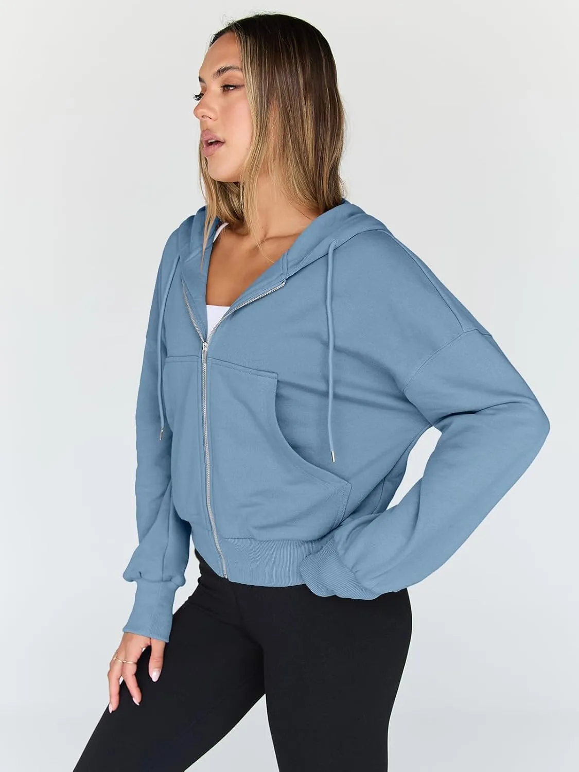 Trendy Queen Hoodies for Women Full Zip Up Cropped Sweatshirts Jackets Casual Comfy Gym Tops Fall Outfits Winter Clothes 2025