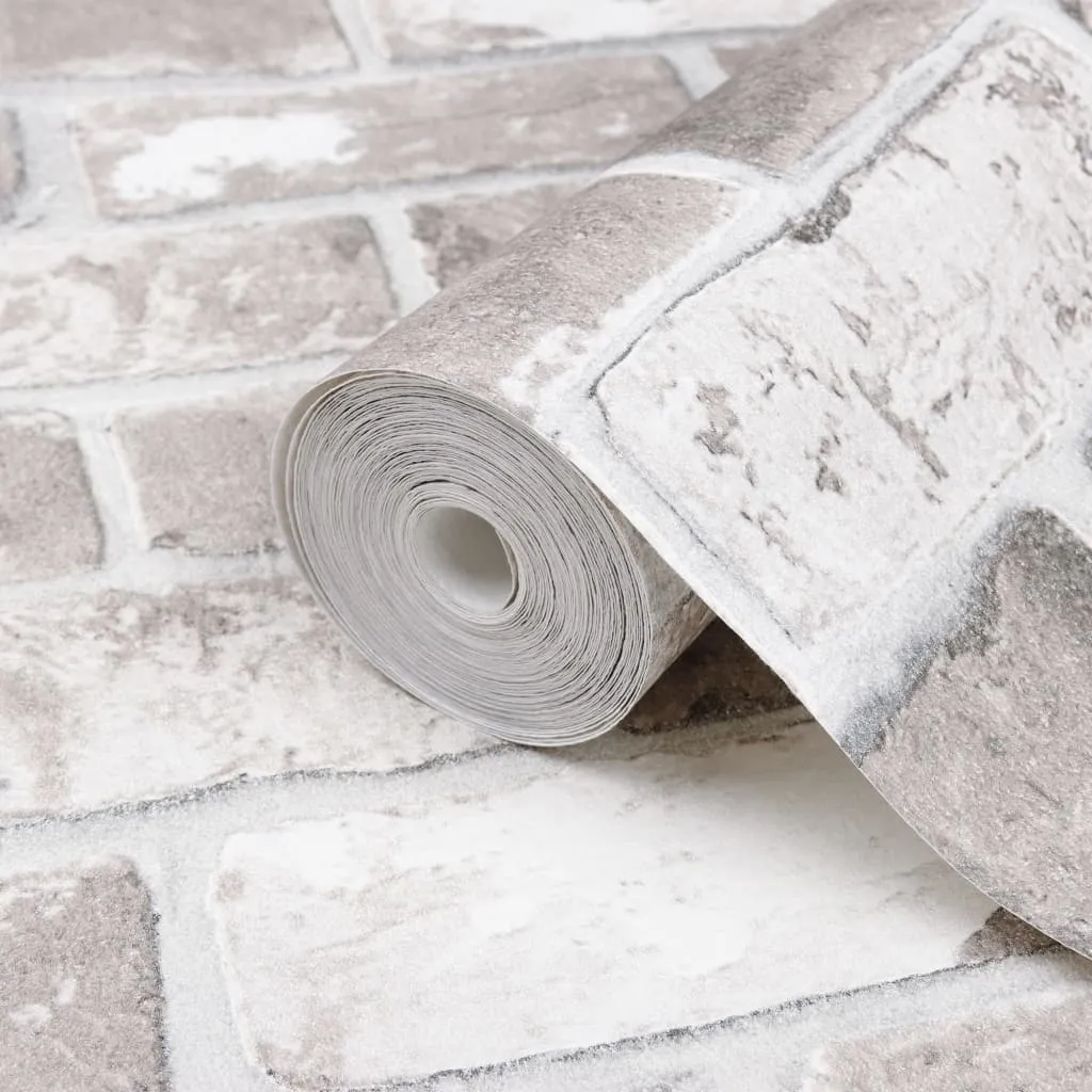 vidaXL Wallpaper 3D Brick Pattern Grey 10x0.53 m Non-woven