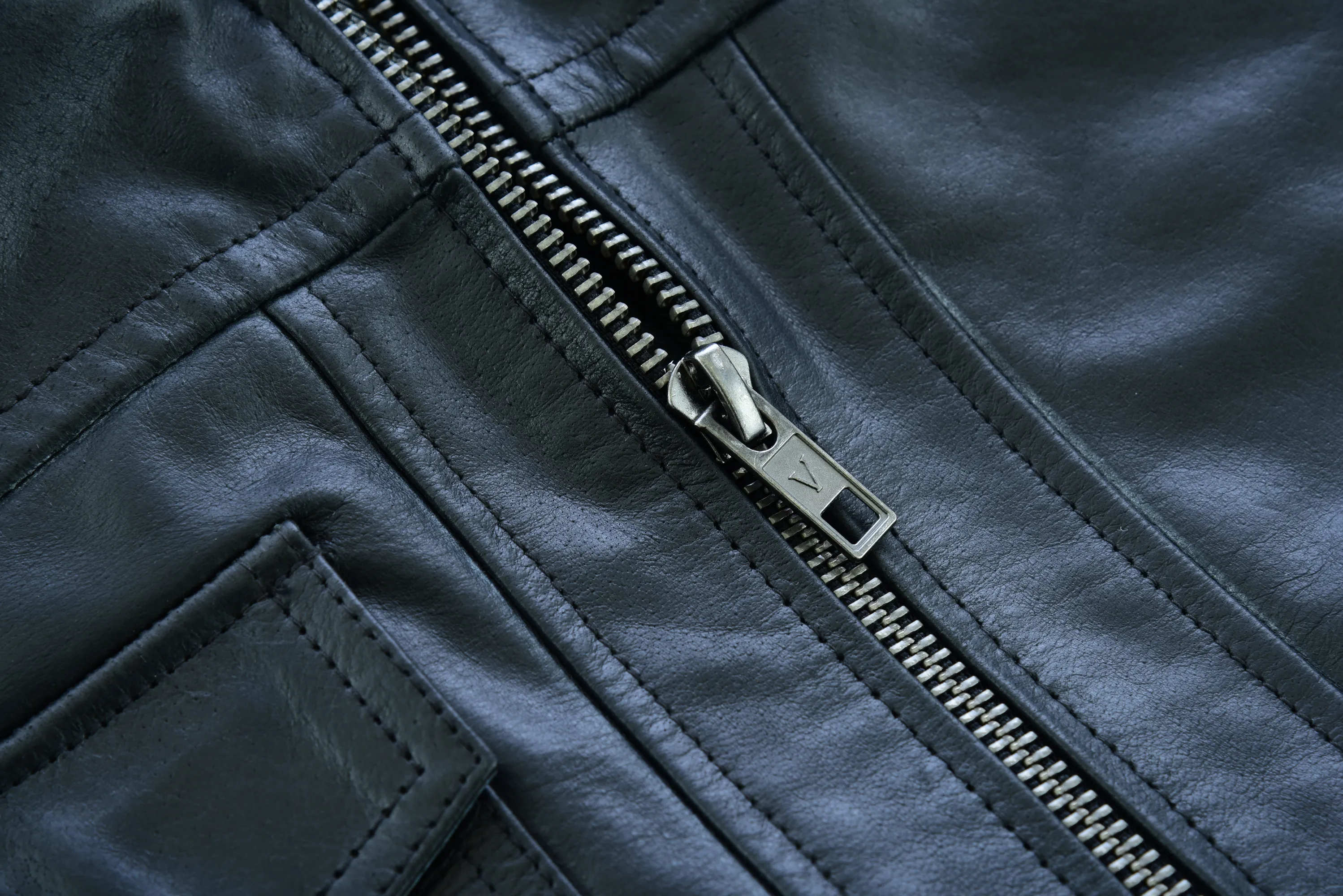 VL551B Vance Leathers' Men's Sven Bomber Black Waxed Premium Cowhide Motorcycle Leather Jacket with Removeable Hood