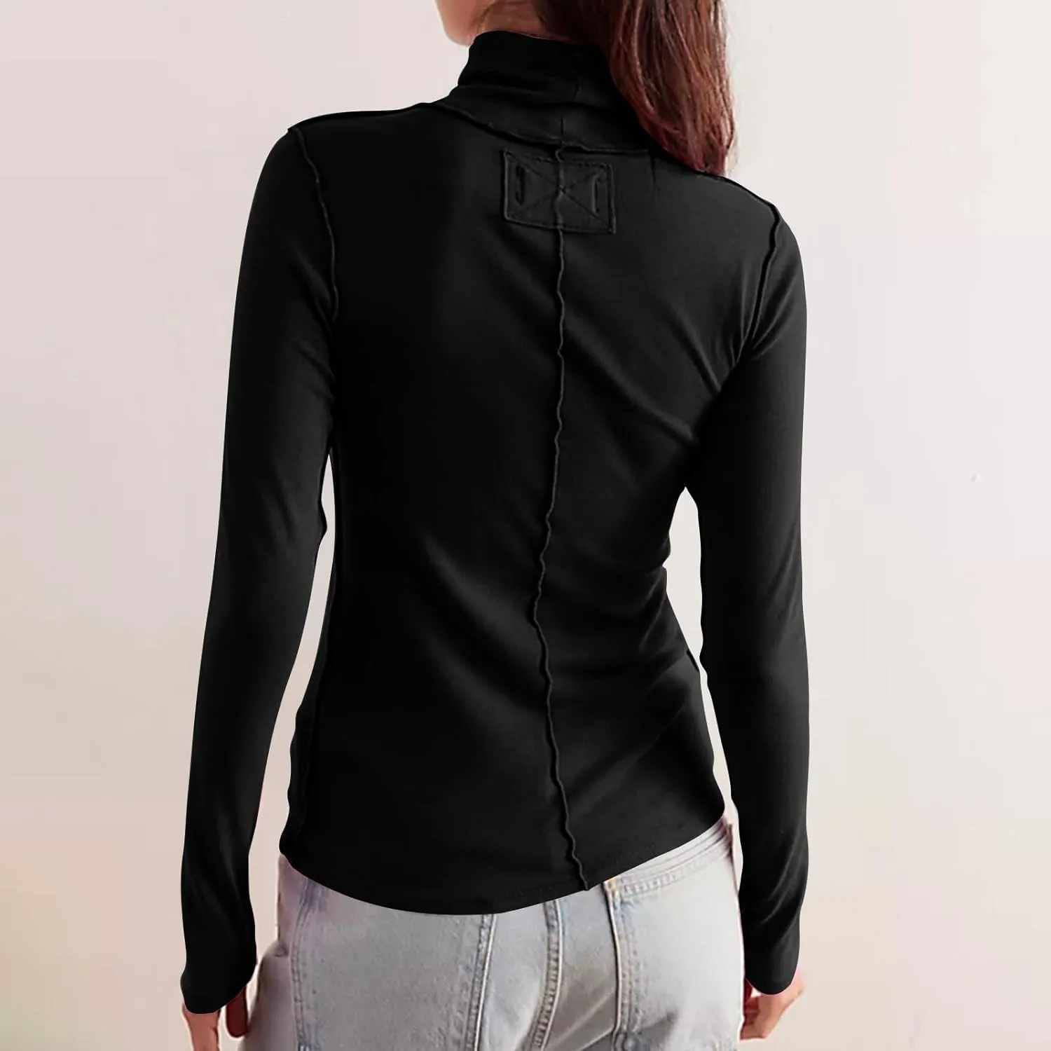 Women's Turtleneck Shirt Long Sleeve Mock Neck Slim Fit Tops Thermal Base Layer Soft Lightweight Stretch Undershirts